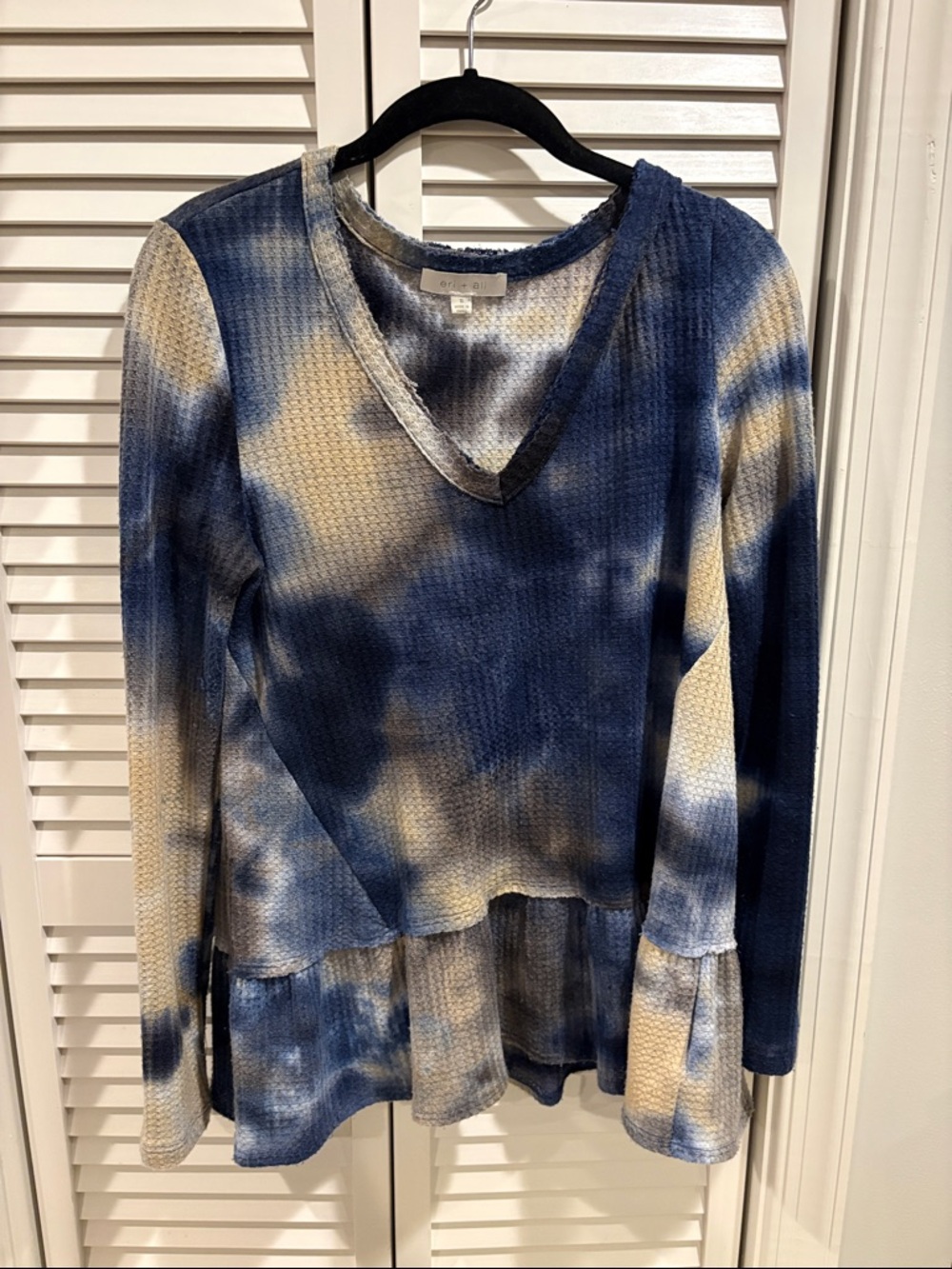 tie-dye waffle thermal peplum top by Eri + Ali